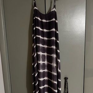 Black and white Tie-dye maxi with spaghetti straps. Size large.